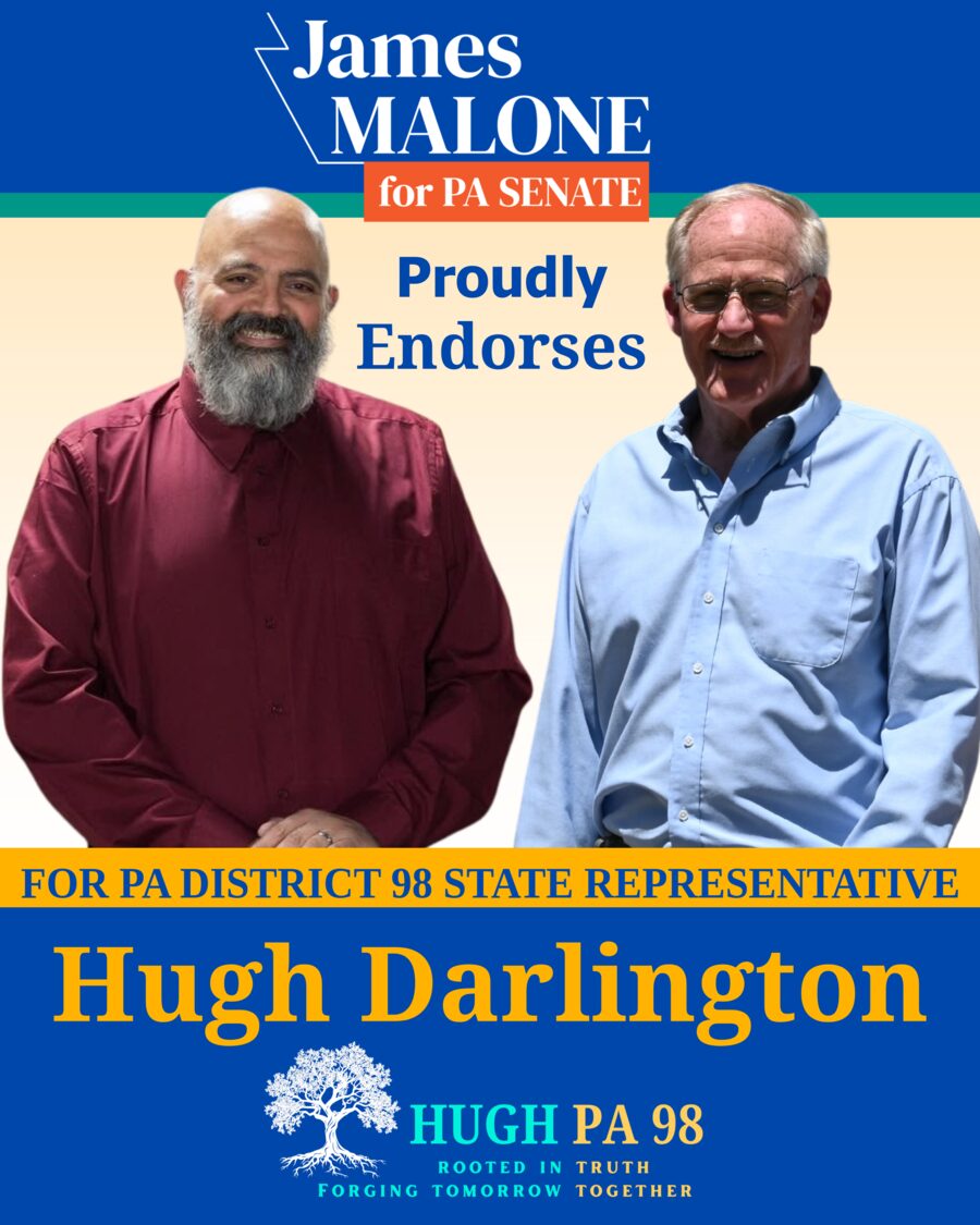 James Malone, candidate for Pennsylvania Senate endorses Hugh Darlington