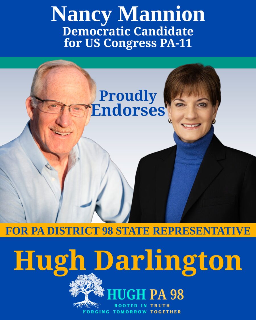 Nancy Mannion, Democratic candidate for U.S. Congress (PA-11) endorses Hugh Darlington