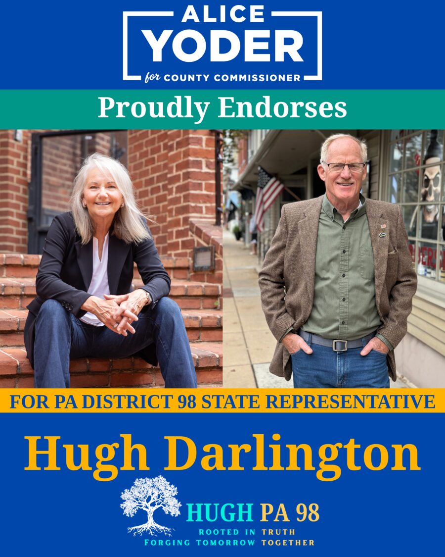 Alice Yoder, Lancaster County Commissioner endorses Hugh Darlington