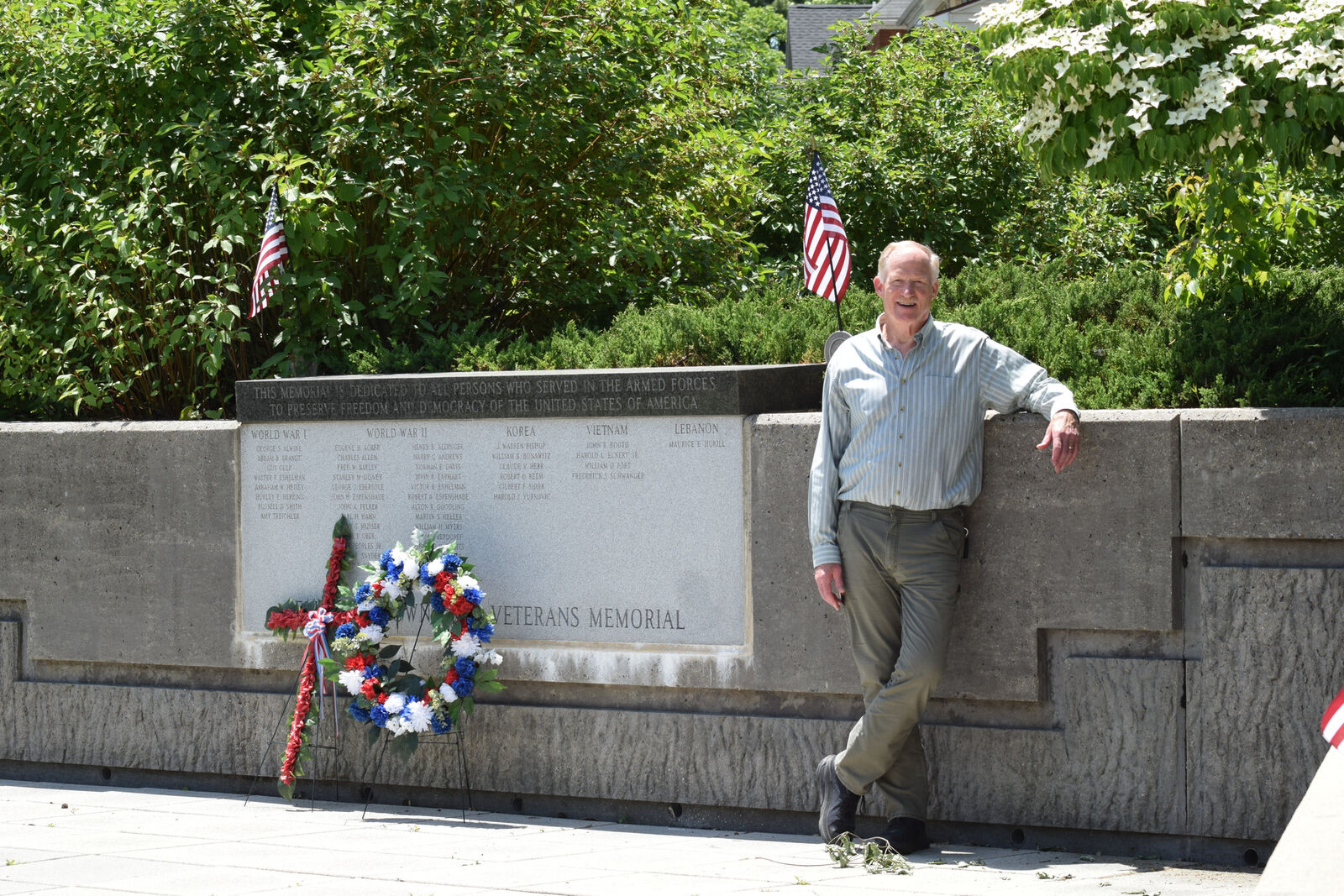Hugh at the veterans memorial